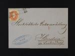 skl. firemní dopis z r. 1862 frank. zn. Fe. č. 20, pod. řádkové vlakové raz. K.K. FAHRENDES POSTAMT N. 4, přích. raz., velmi dobrá kvalita