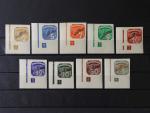 zn. NV č. 1 - NV 9 -levé spodní roh. čtyřbloky s DZ 1, 12, 4, 2, 3, 2, 2, 2, 1, zn. č. 8 a 9 zk. Novotný, kat. cena 130 EUR