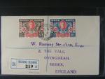 Hong Kong - R-dopis do Anglie frank. zn. Mi. č. 169 - 170, pod. raz. HONG KONG 9.DE.46, lux. kvalita