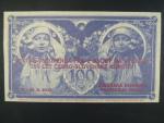 100 Kč 1919 reprint ČNB 2019, papír s vodoznakem, STC Praha, použito pro čestnou vstupenku na výstavu 100.let měny