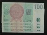 100 Kč 2019 s. M 01, M 03, M 05 a M 06 s přítiskem ČNB 100 LET Kč 1919 - 2019 - čtveřice bankovek se stejným číslem, ale jinou sérií