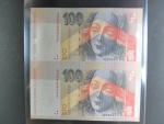 100 Sk 1.9.1993 s. A, nerozstřižené 2ks, Baj. SK 8a, Pi. 22a