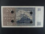 20 Ks 15.9.1939 serie Po 80, perf. SPECIMEN dole + 4x skartační otvor