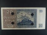 20 Ks 15.9.1939 serie Yz 46, perf. SPECIMEN dole + 4x skartační otvor