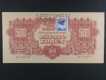 500 K 1944 kolkovaná série XB, 1x perf. SPECIMEN nahoře