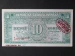 10 Kčs 1945 série Y/Z 000000 anulát s pečetí De La Rue, Ba. 71, specimen no 47