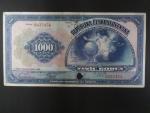 1000 Kč 8.4.1932, serie C, 1x svisle perforace SPECIMEN uprostřed + otvor