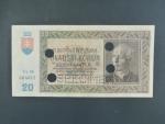 20 Ks 15.9.1939 serie Xy 44, perf. SPECIMEN dole + 4x skartační otvor
