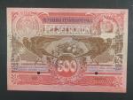 500 Kč 15.4.1919 série 033, bankovní vzor s 3x perf. NEPLATNÉ + 2x perf. otvor, z ministerského alba č.69, mimořádně vzácná