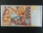 anulát - 5000 Sk 10.5.1999 série H 00000000, číslo 0704 s přetiskem VZOR, Baj. SK 14a, Pi. 33s