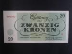 KT Terezín 20 K  1.1.1943 s. R 000000 anulát