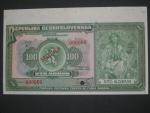 100 Kč 14.1.1920 s. U anulát, 2x přetisk SPECIMEN, horní okraj