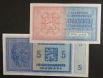 1 K + 5 K 1938, ruční přetisk, obě série A 001