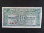 10 Kčs 1945 série S/Y - var. hnědý číslovač