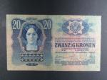 20 K 1913, kolkovaná, I. vydání, padělaný kolek s raz 