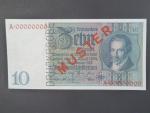 Německo, 10 RM 22.1.1929 série A 00000000 anulát, podtisk. písmeno P, s červeným přetiskem MUSTER + perf. DRUCKPROBE, platná na čs. území, Ro. 173, Pi. 180s, Ba. D 2, Grab. DEU-183M
