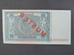 Německo, 10 RM 22.1.1929 série A 00000000 anulát, podtisk. písmeno P, s červeným přetiskem MUSTER + perf. DRUCKPROBE, platná na čs. území, Ro. 173, Pi. 180s, Ba. D 2, Grab. DEU-183M