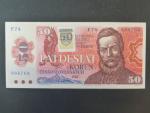 50 Sk/Kčs 1987 s. F 74 kolkovaná, sériová čísla dál od sebe, Baj. SK2a