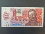 50 Sk/Kčs 1987 s. F 75 kolkovaná, sériová čísla dál od sebe, Baj. SK2a