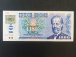 1000 Kč 1985/1993 série C 28, kolek lepený, sériové čísla blíž u sebe
