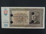 20 Ks 15.9.1939 serie Sr 84, perf. SPECIMEN + 4x skartační otvor