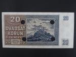 20 Ks 15.9.1939 serie Bc 4, perf. SPECIMEN + 4x skartační otvor