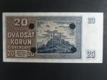 20 Ks 15.9.1939 serie Bc 4, perf. SPECIMEN + 4x skartační otvor