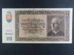 20 Ks 15.9.1939 serie Gh 14 perf. SPECIMEN nahoře