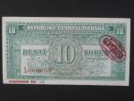 10 Kčs 1945 série Y/Z 000000 anulát s pečetí De La Rue, Ba. 71, specimen no 49