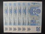 20 Kč 1994 s. A - 6 ks bankovek A42, 46, 48, 56, 60, 62 se stejným číslem