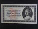 100 Kčs 1945 série B 39 perf. 3md nad sebou