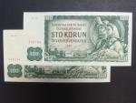 100 Kčs 1961 série G 73 + 87 se stejnými čísly, číslovač 1c