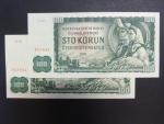100 Kčs 1961 série G 80 + 83 se stejnými čísly, číslovač 1c
