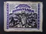 nouzová papírová platidla 1918 - 1924, Bielefeld, 10000 Mark 15.2.1923 hedvábí, dekorativní lem