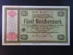 Konversionskassenschein, 5 RM 28.8.1933 série E s přetiskem 1/1934 v giloši, Ro. 708a, Grab. DEU-232a