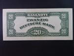 Vydání pro Berlín, 20 Deutsche Mark 1948 série J/K s přetiskem B, Ros. 241, Grab. WBZ-18a
