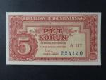 5 Kčs 25.1.1949 série A 117 s perf. 3md nad sebou