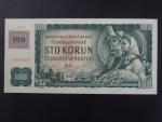 100 Kč 1961 série X 47 (malá průsvitka) II.vydání, kolek