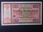 Konversionskassenschein, 30 RM 28.8.1933 série E s přetiskem 1/1934 v giloši, Ro. 710a, Grab. DEU-234b, dírky po špendlíku