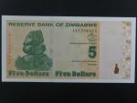 ZIMBABWE, 5 Dollars 2009, BNP. B184a, Pi. 93