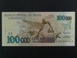 BRAZÍLIE, 100.000 Cruzeiros 1993, BNP. B857b, Pi. 235