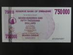 ZIMBABWE, 750.000 Dollars 2007, BNB. B143a, Pi. 52