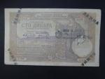 100 Dinara 1929 dobový padělek, falsum, zachycující raz. 12.XII.1937, BNB. B102x, Pi. 27x