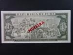 KUBA, 1 Peso 1986 anulát s přetiskem MUESTRA, BNP. B823ls, Pi. 102