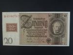 DDR - 20 DM 1948 (1929) série B válečná s kolkem, Ro. 335, Grab. SBZ-6c