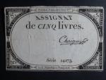 5 Livres 1793 podpis Chaignet, BNB. B713, Pi. A76