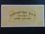 Jáchymovské doly n.p. Horní Slavkov, poukázka 200 K b.d. v žluté barvě