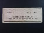 Táborová poukázka 1 Kčs série A Vězeňský ústav Ostrov u Karlových Varů včetně původního dopisu z vězení od majitele poukázky