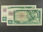 100 Kč 1961/1993 série Z 67, kolek, 2 ks s čísly po sobě