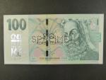 100 Kč 2019 série M 01 000075 s přítiskem ČNB 100 LET Kč 1919 - 2019 první série s vodorovnou perf. SPECIMEN